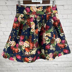 Green World Fashion Floral Pleated Lined Knee Length A Line Skirt Women’s L